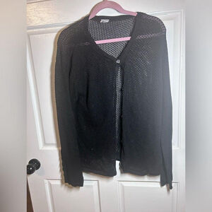 CP Shades cardigan sweater transparent open weave button up. Lightweight. Size M